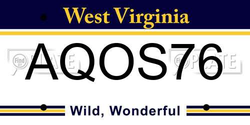 AQOS76 West Virginia License Plate