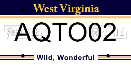 AQTO02 West Virginia License Plate