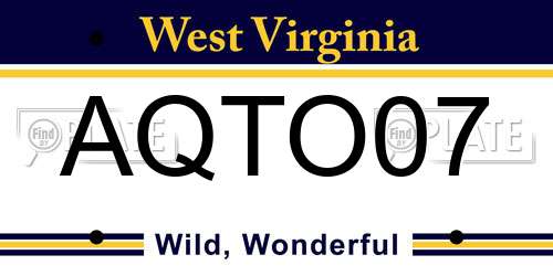 AQTO07 West Virginia License Plate