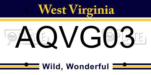 AQVG03 West Virginia License Plate