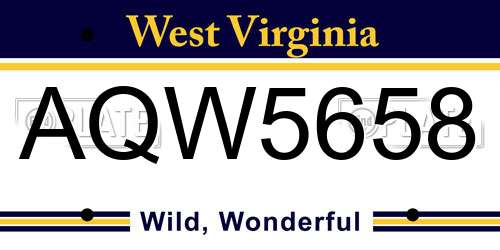AQW5658 West Virginia License Plate