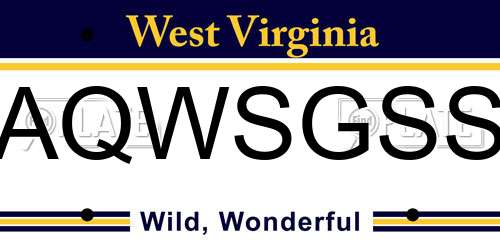 AQWSGSS West Virginia License Plate