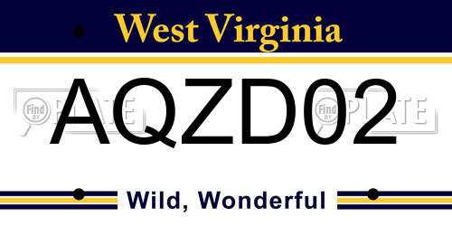 AQZD02 West Virginia License Plate