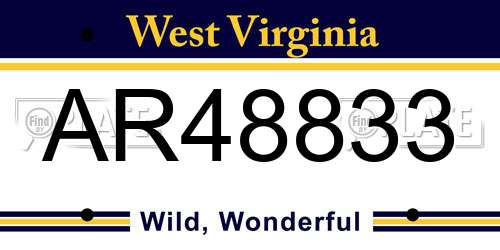AR48833 West Virginia License Plate