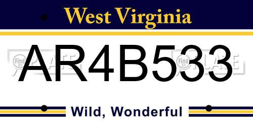 AR4B533 West Virginia License Plate