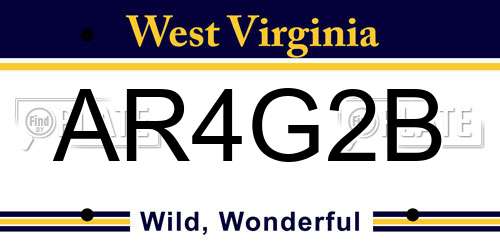 AR4G2B West Virginia License Plate