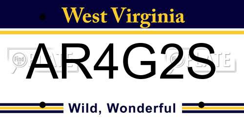 AR4G2S West Virginia License Plate
