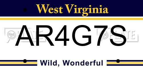 AR4G7S West Virginia License Plate
