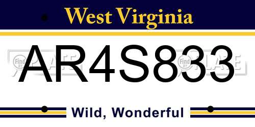 AR4S833 West Virginia License Plate