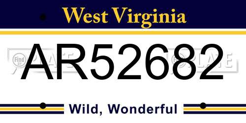 AR52682 West Virginia License Plate