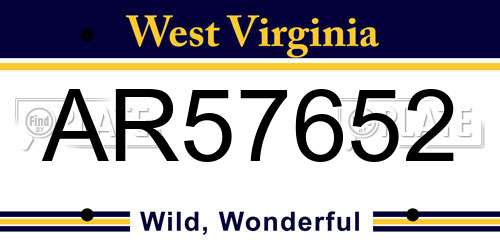AR57652 West Virginia License Plate