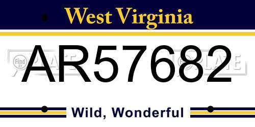 AR57682 West Virginia License Plate