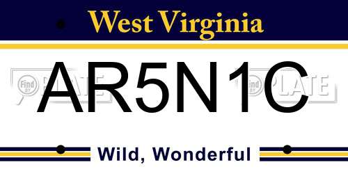 AR5N1C West Virginia License Plate