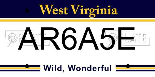 AR6A5E West Virginia License Plate