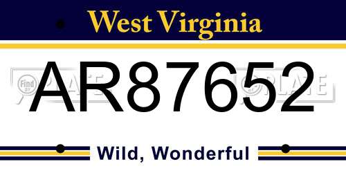 AR87652 West Virginia License Plate