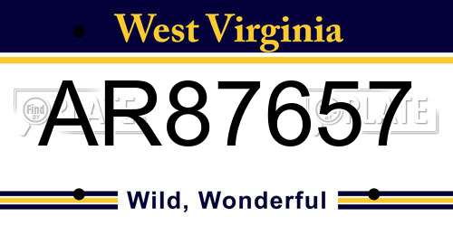 AR87657 West Virginia License Plate