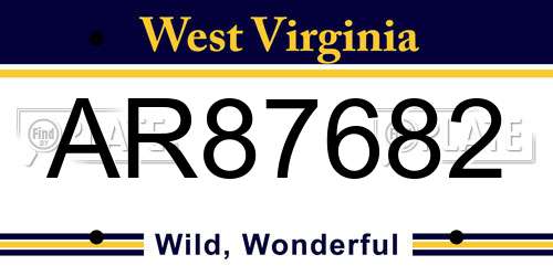 AR87682 West Virginia License Plate