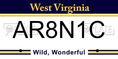 AR8N1C West Virginia License Plate
