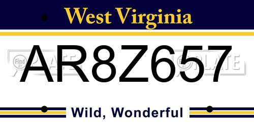 AR8Z657 West Virginia License Plate