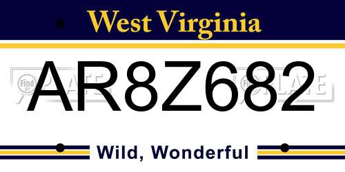 AR8Z682 West Virginia License Plate