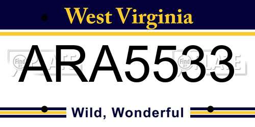 ARA5533 West Virginia License Plate