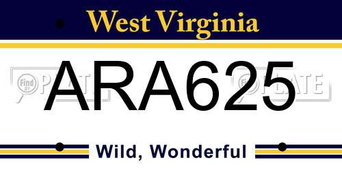 ARA625 West Virginia License Plate