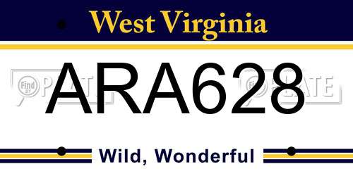 ARA628 West Virginia License Plate