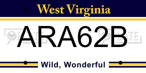 ARA62B West Virginia License Plate