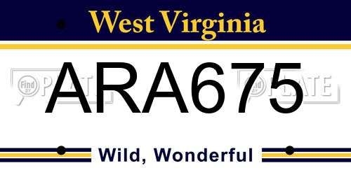 ARA675 West Virginia License Plate