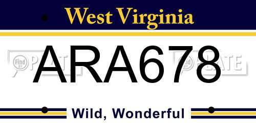 ARA678 West Virginia License Plate