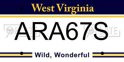 ARA67S West Virginia License Plate