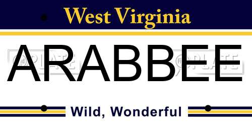 ARABBEE West Virginia License Plate