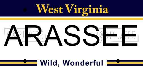 ARASSEE West Virginia License Plate
