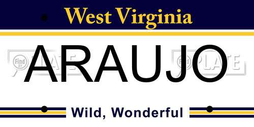 ARAUJO West Virginia License Plate
