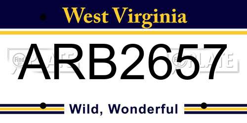 ARB2657 West Virginia License Plate