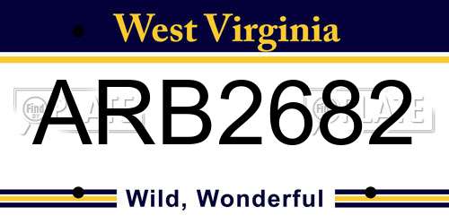 ARB2682 West Virginia License Plate