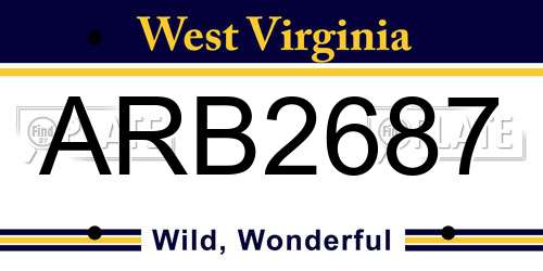 ARB2687 West Virginia License Plate