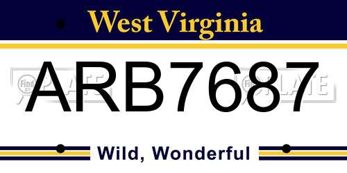 ARB7687 West Virginia License Plate