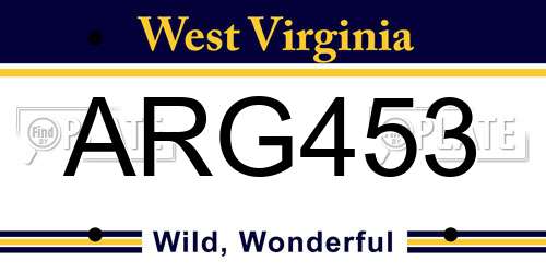 ARG453 West Virginia License Plate