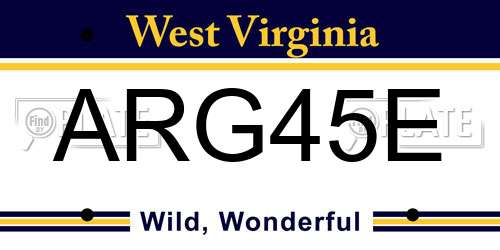 ARG45E West Virginia License Plate
