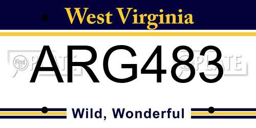 ARG483 West Virginia License Plate