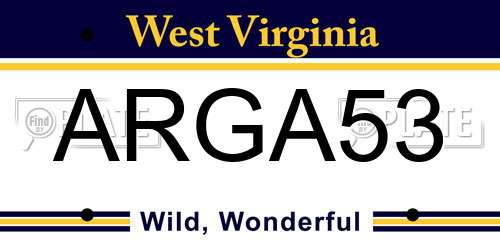 ARGA53 West Virginia License Plate