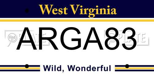 ARGA83 West Virginia License Plate