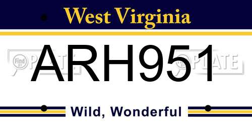 ARH951 West Virginia License Plate