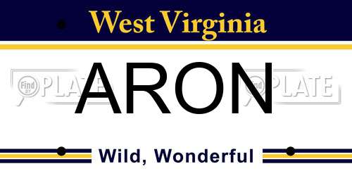 ARON West Virginia License Plate