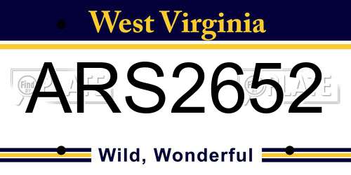 ARS2652 West Virginia License Plate