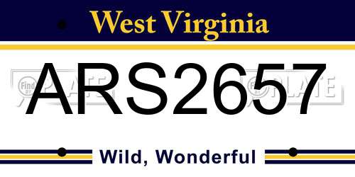ARS2657 West Virginia License Plate