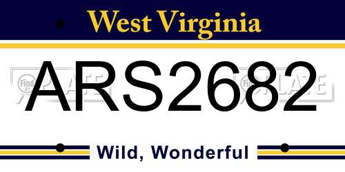 ARS2682 West Virginia License Plate