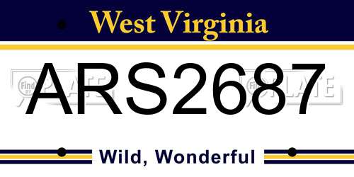 ARS2687 West Virginia License Plate