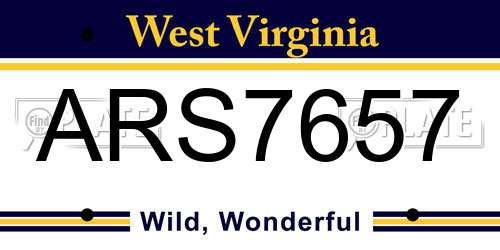ARS7657 West Virginia License Plate